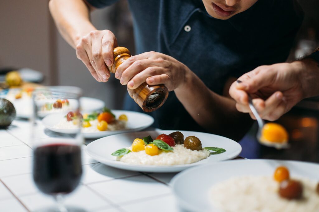 Exquisite food presentation in a culinary arts course