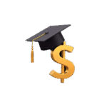 freepik a golden dollar sign with a graduation cap on top